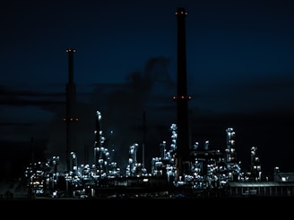 city with high rise buildings during night time