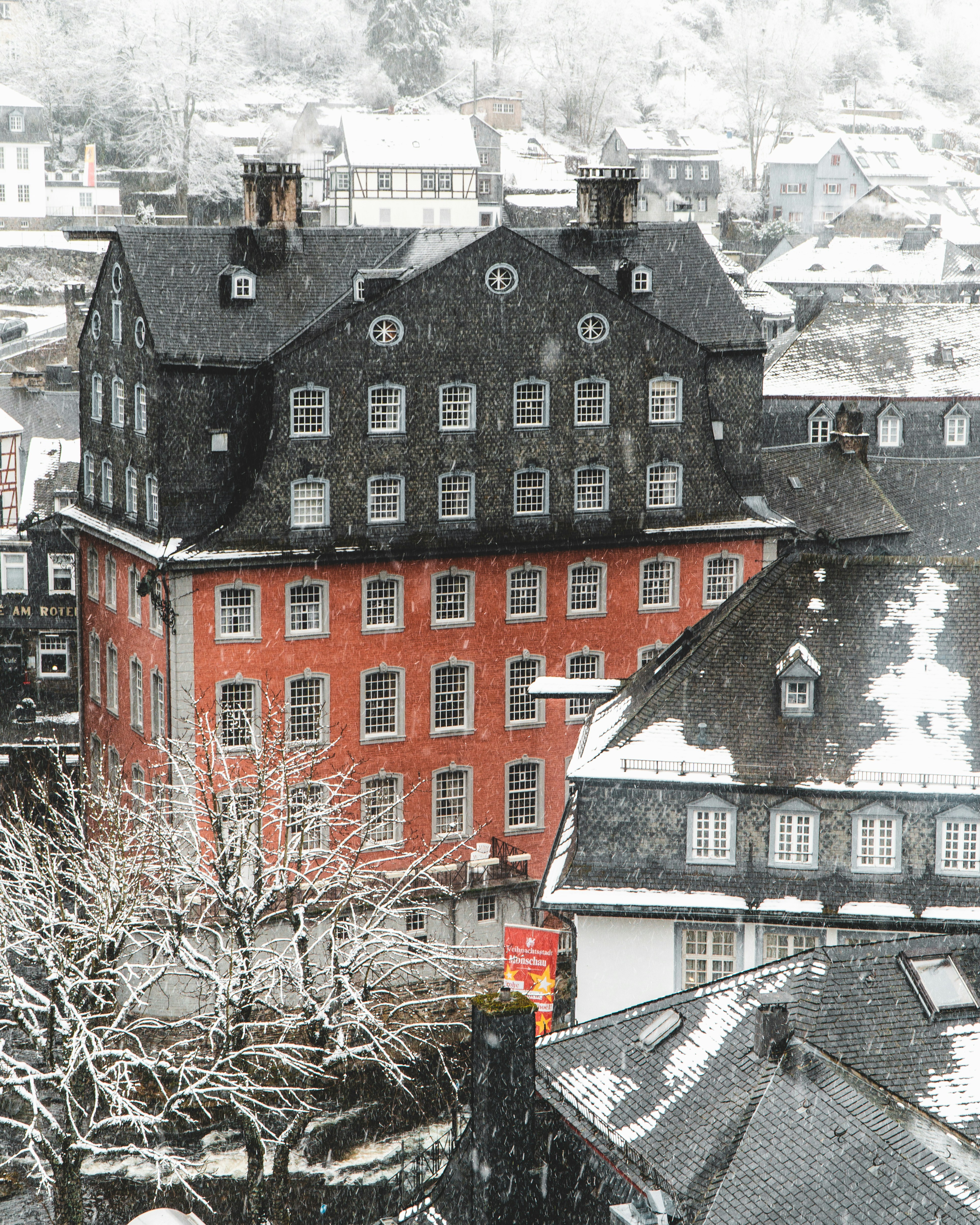 red and black concrete building