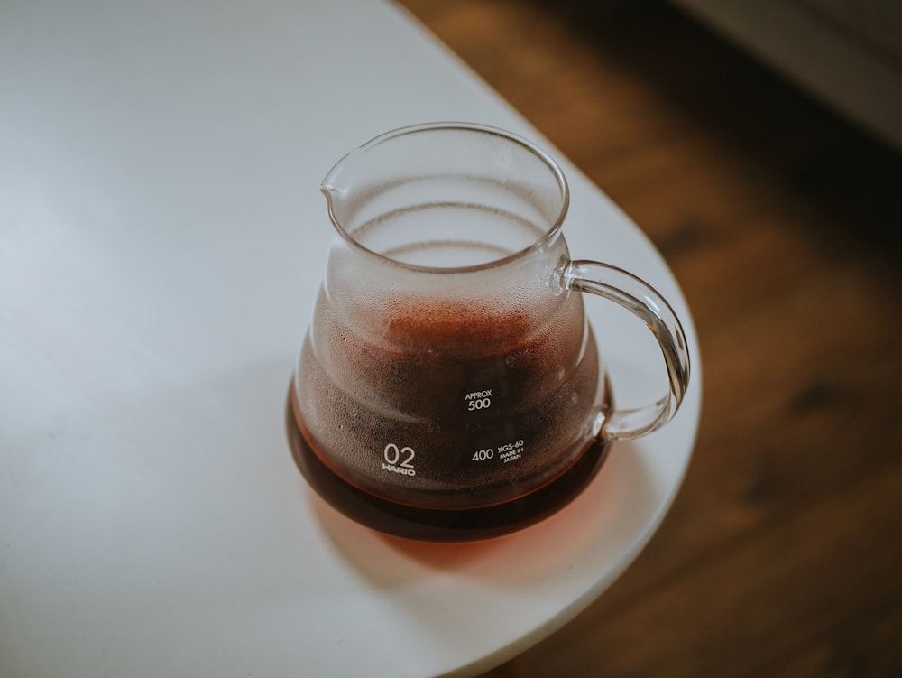 clear glass mug on white round plate