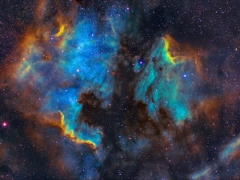 astrophotography,how to photograph north american and pelican nebulae mosaic; blue and black galaxy digital wallpaper