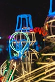 An artistic display of neon lights in various shapes.