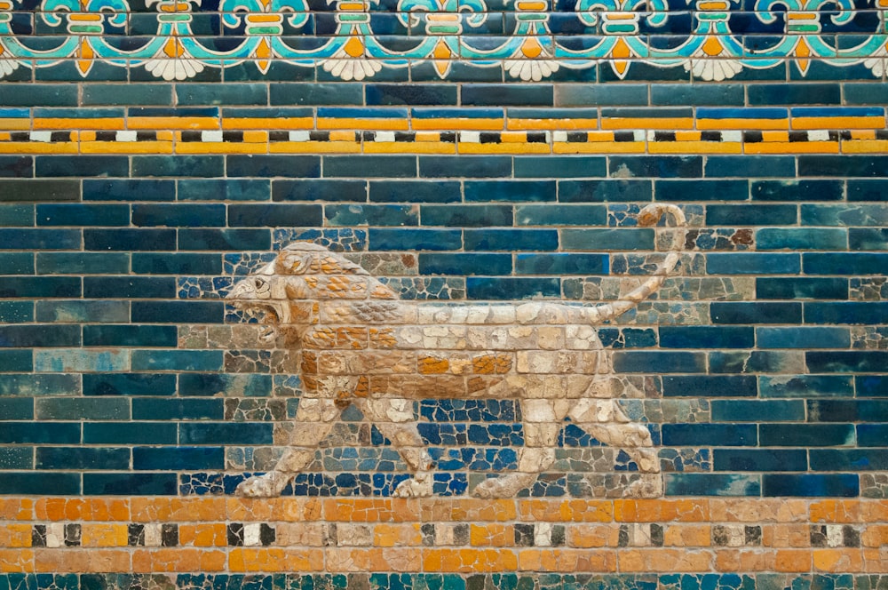 Lion et lion art mural