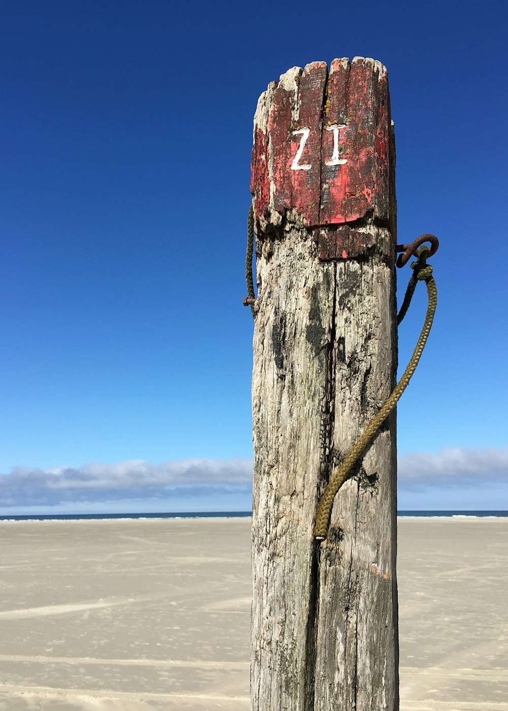 brown wooden post on beach during daytime