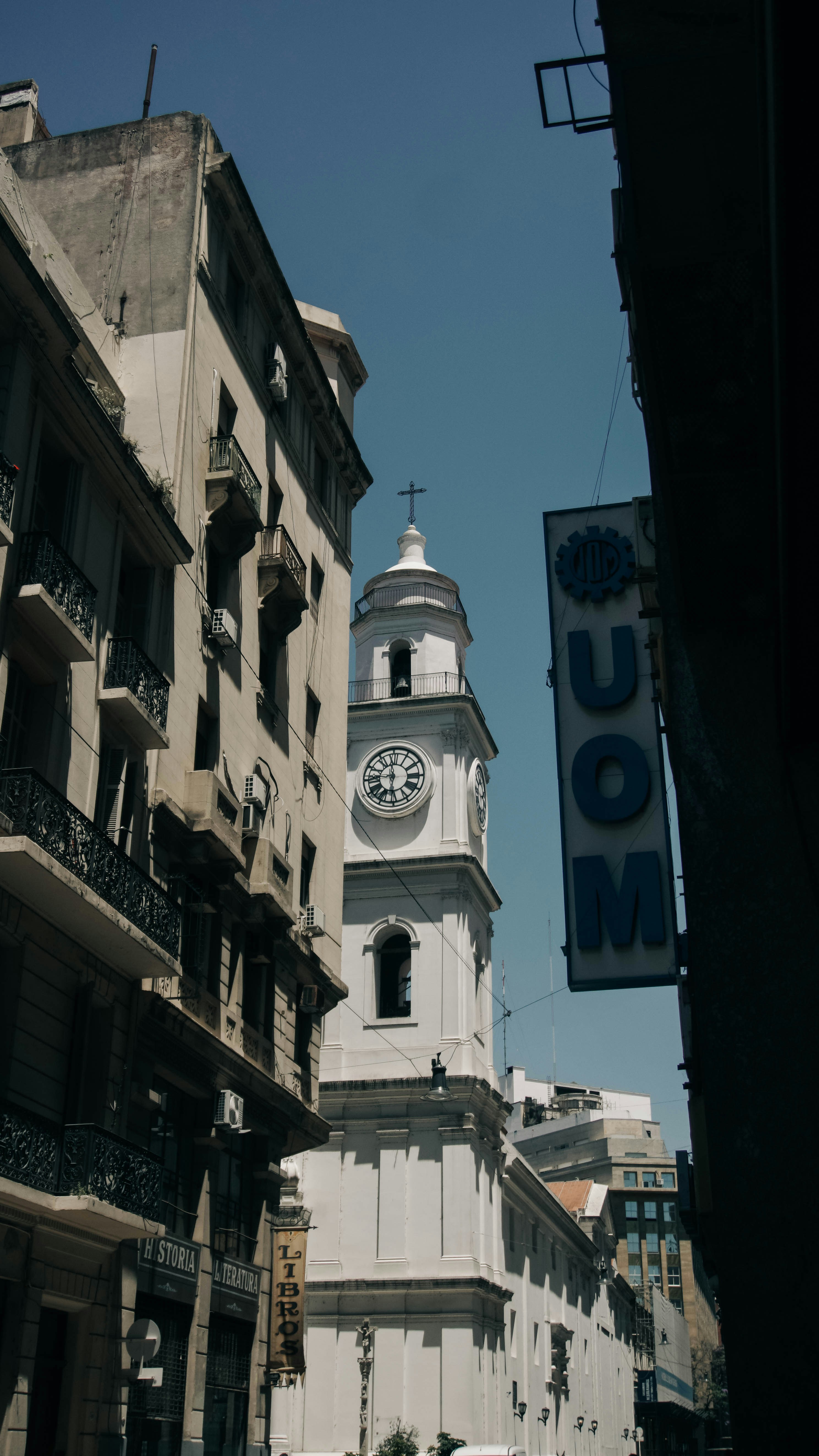 white and blue concrete building