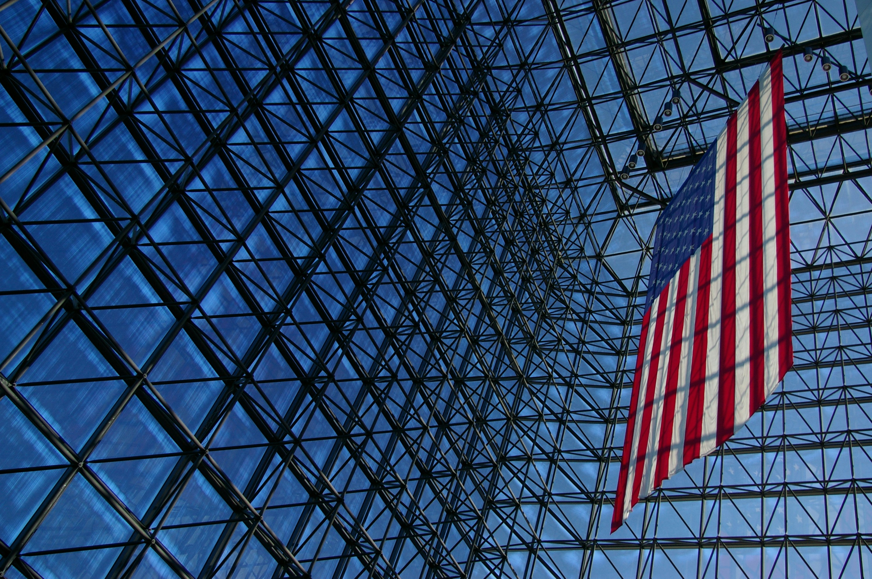 us a flag on black metal frame