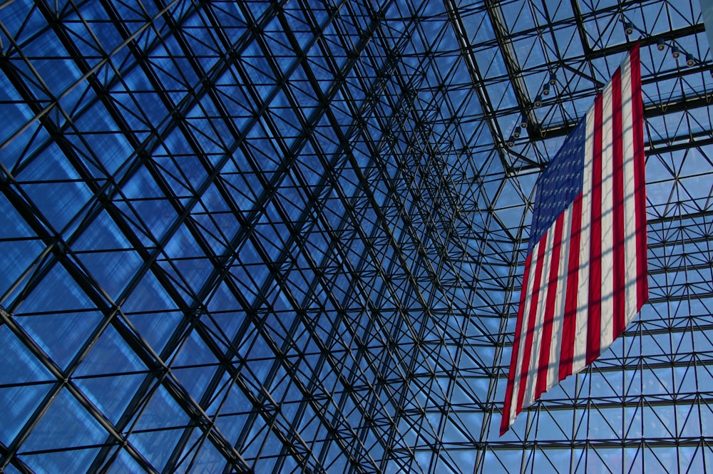 us a flag on black metal frame