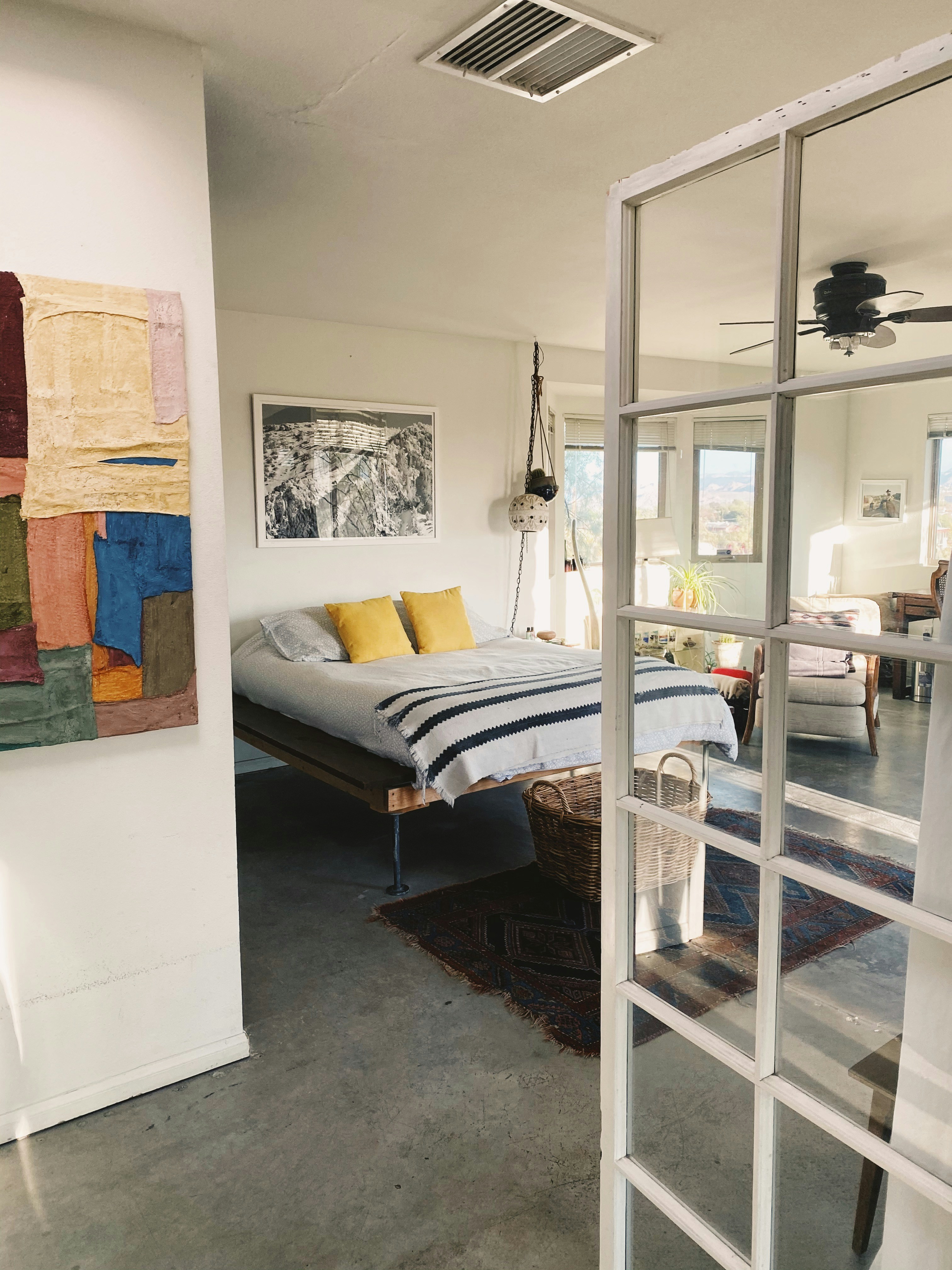 Minimalist bedroom with natural elements