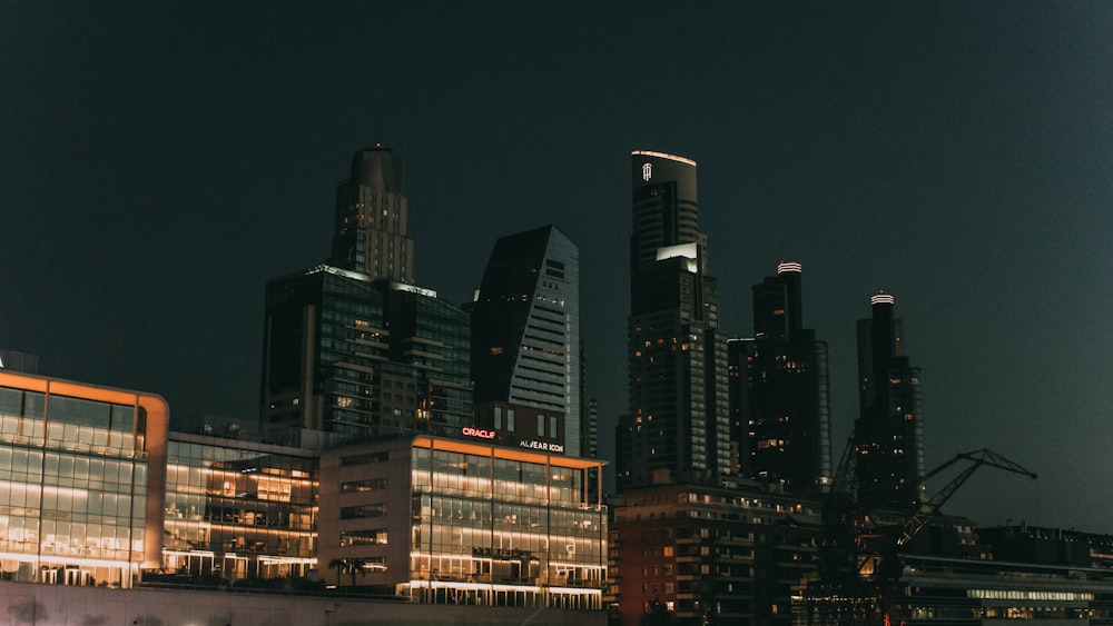 city buildings during night time