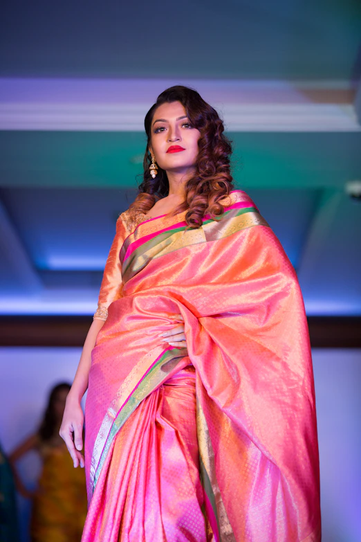 woman in red and yellow floral robe