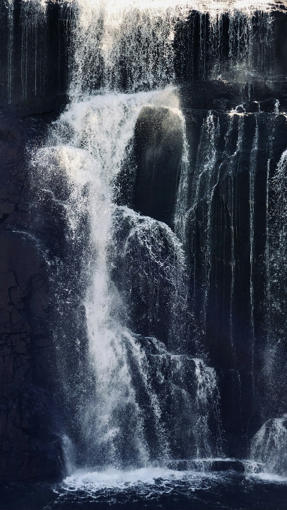 water falls in close up photography