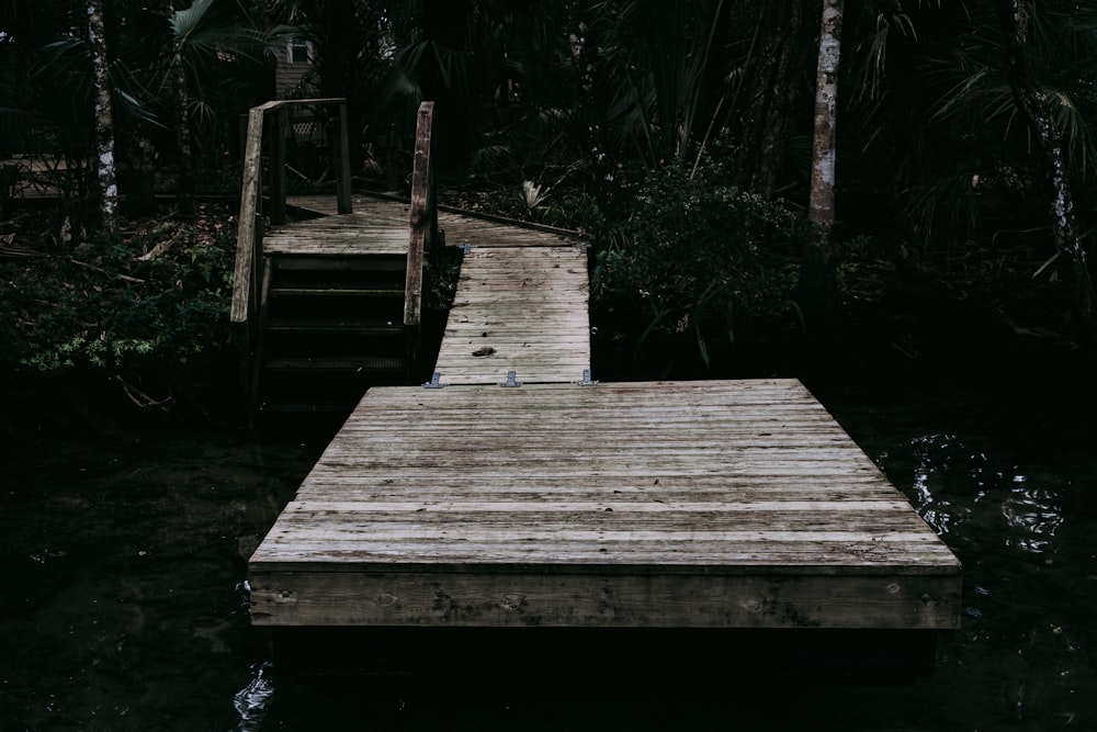 brown wooden dock on lake during daytime