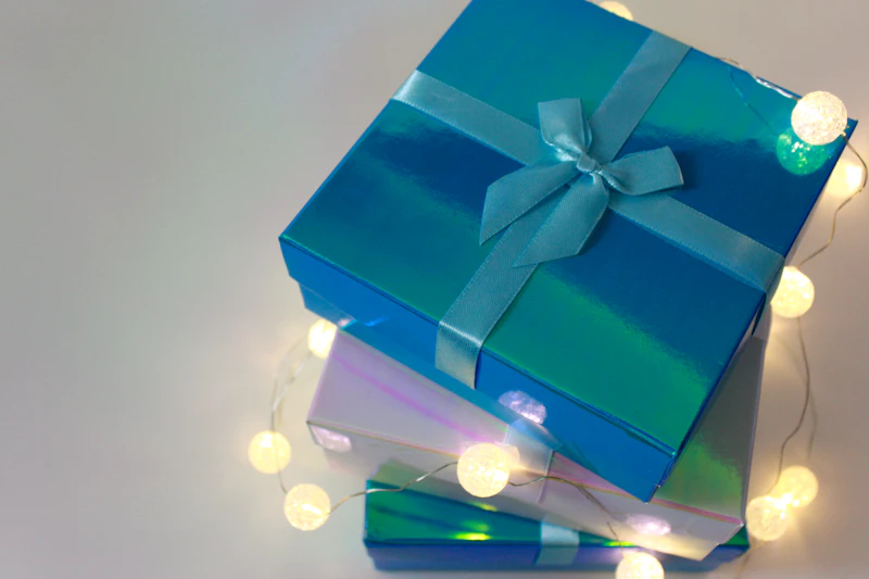 Tiffany blue gift box with white ribbon