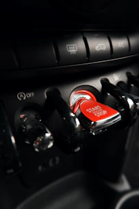 black car stereo turned on in close up photography