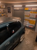 A well-organized garage showcasing various car tools and equipment.