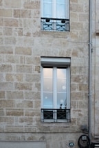 black metal framed glass window