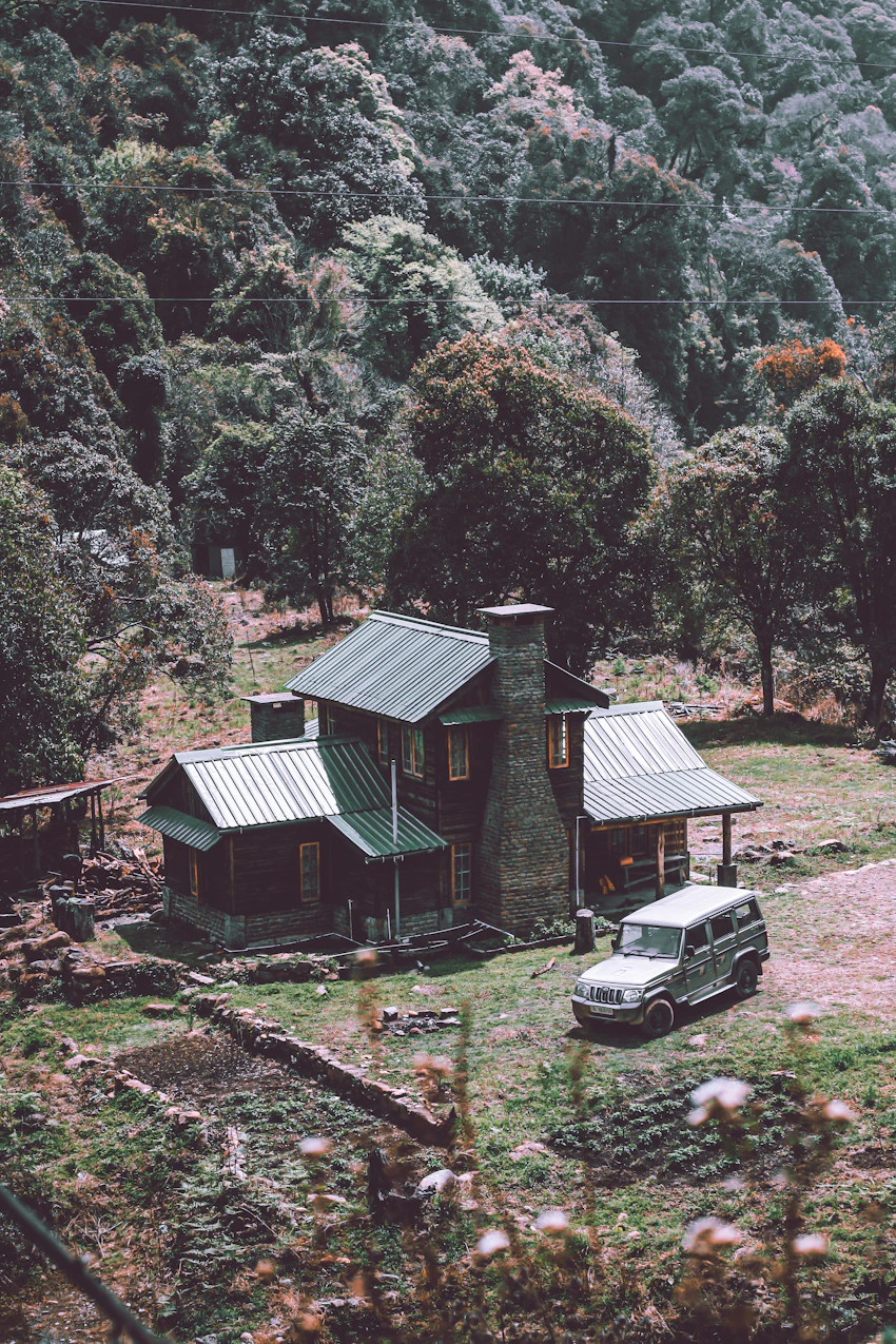 Traditional cottage and rural landscape in Dzuleke, Nagaland