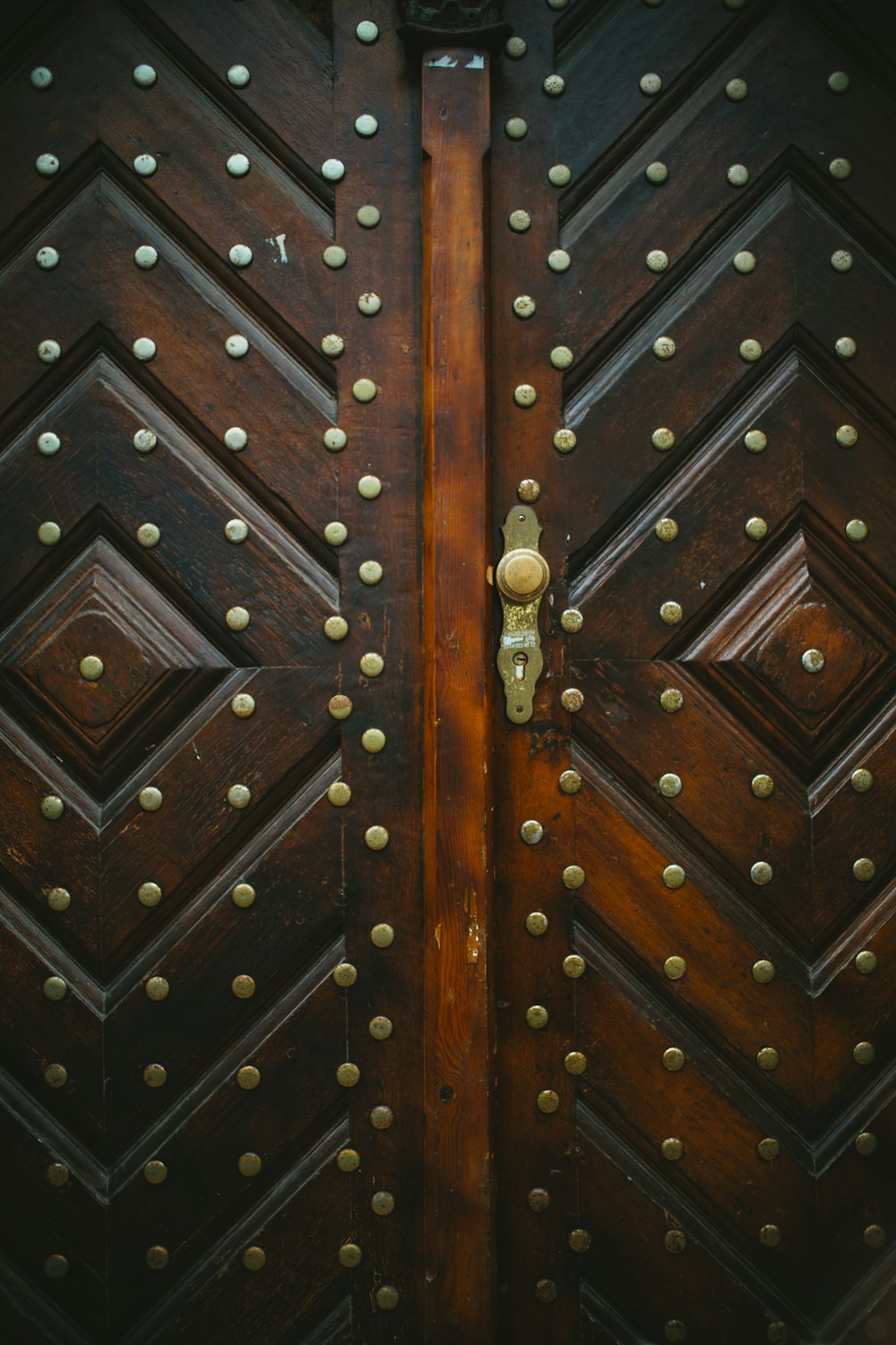 brown wooden door with gold door knob