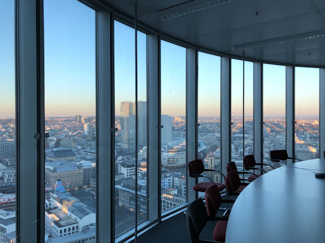 Curved Glazed Boardroom — commercial office meeting room interior design