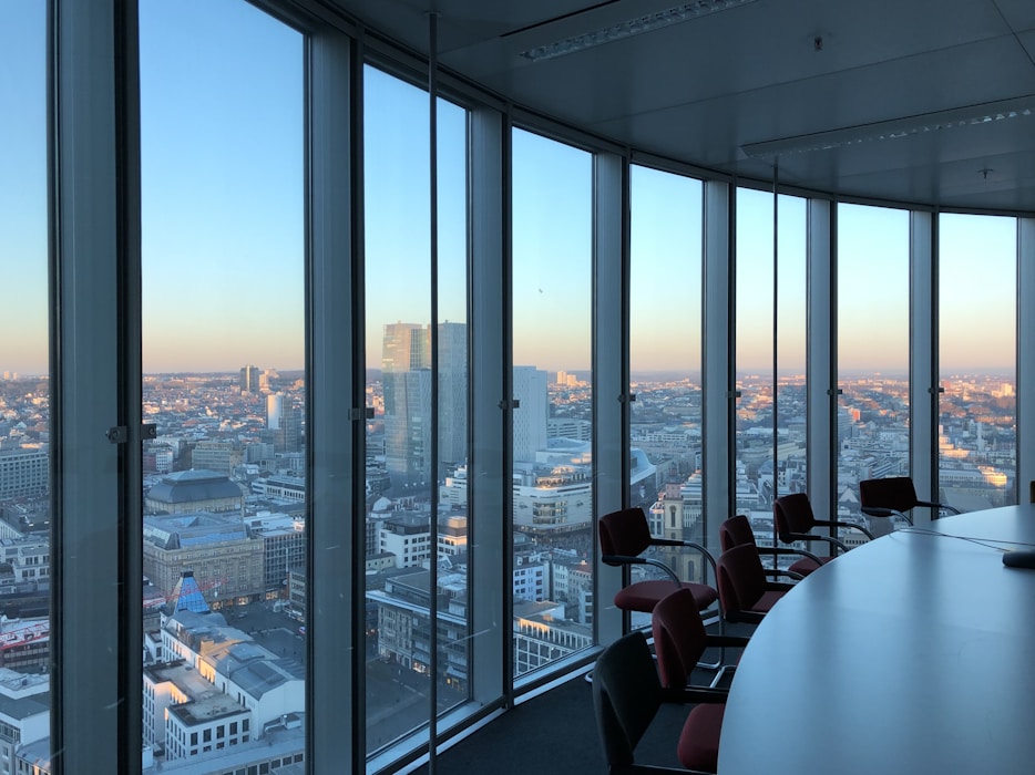 Luxury office with city skyline