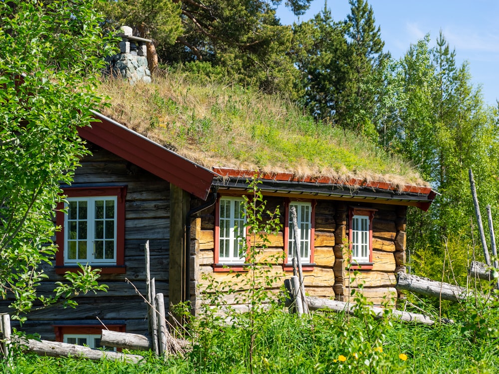 brown wooden house surrounded by green grass and trees during daytime