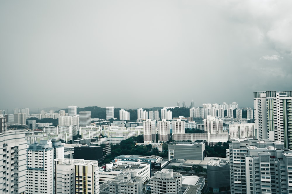 high rise buildings under white sky during daytime