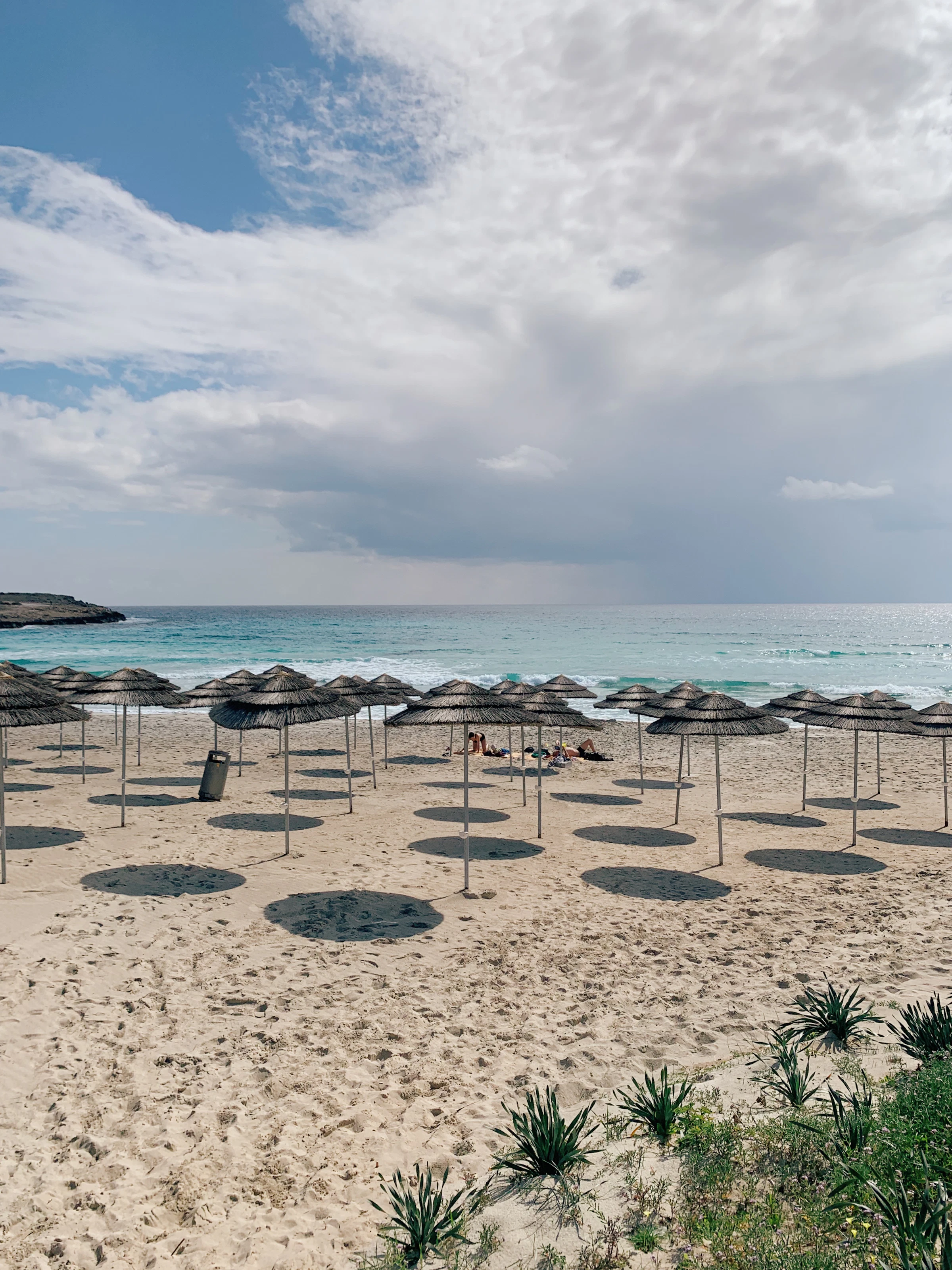 Turquoise shallow water and pale sand at Nissi Beach on the Ayia Napa coast in Cyprus