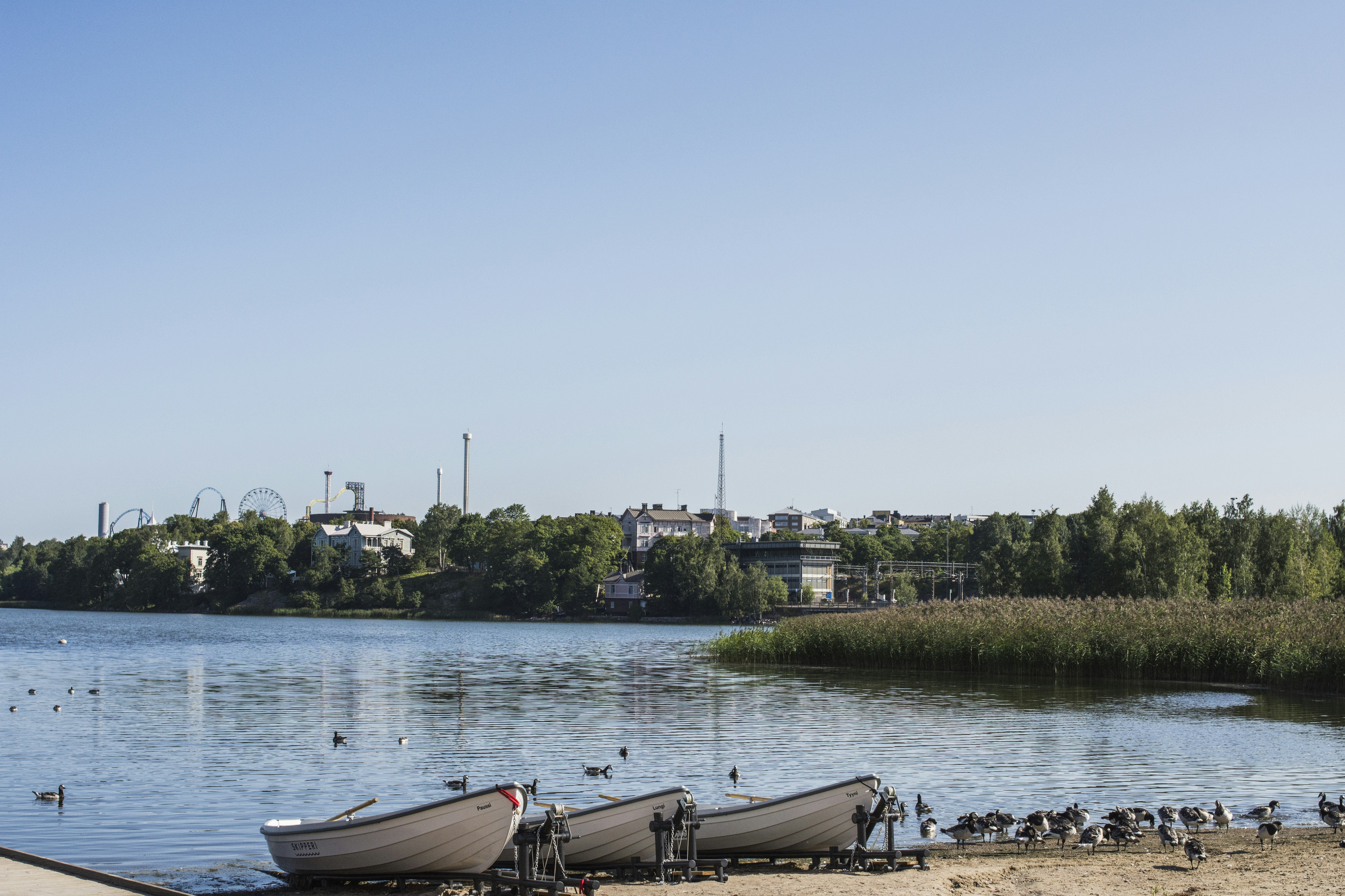 white boat on river near green trees during daytime - Helsinki
