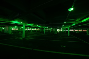 green and white train station