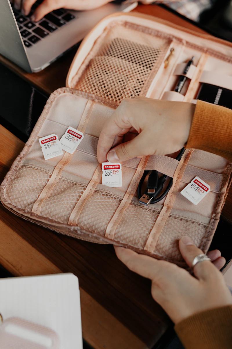 brown and white leather bag