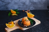 fried food on black plate