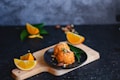 fried food on black plate