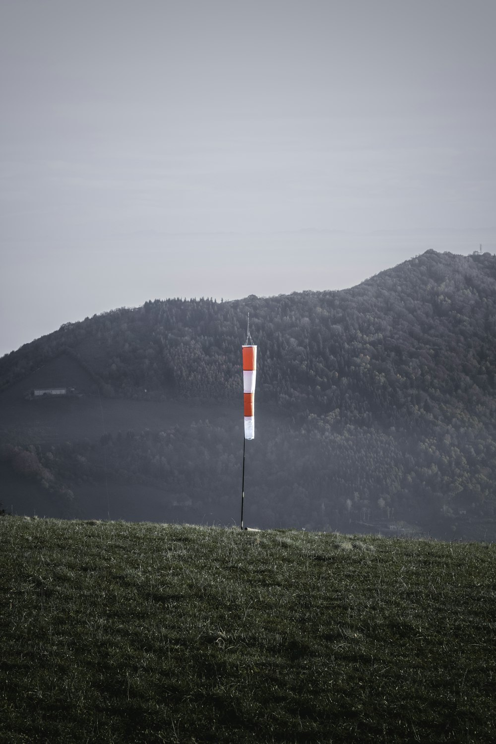 white and red flag on pole on green grass field