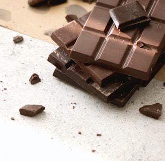 chocolate bars on white table