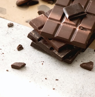 chocolate bars on white table