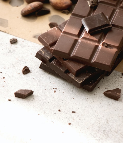 chocolate bars on white table