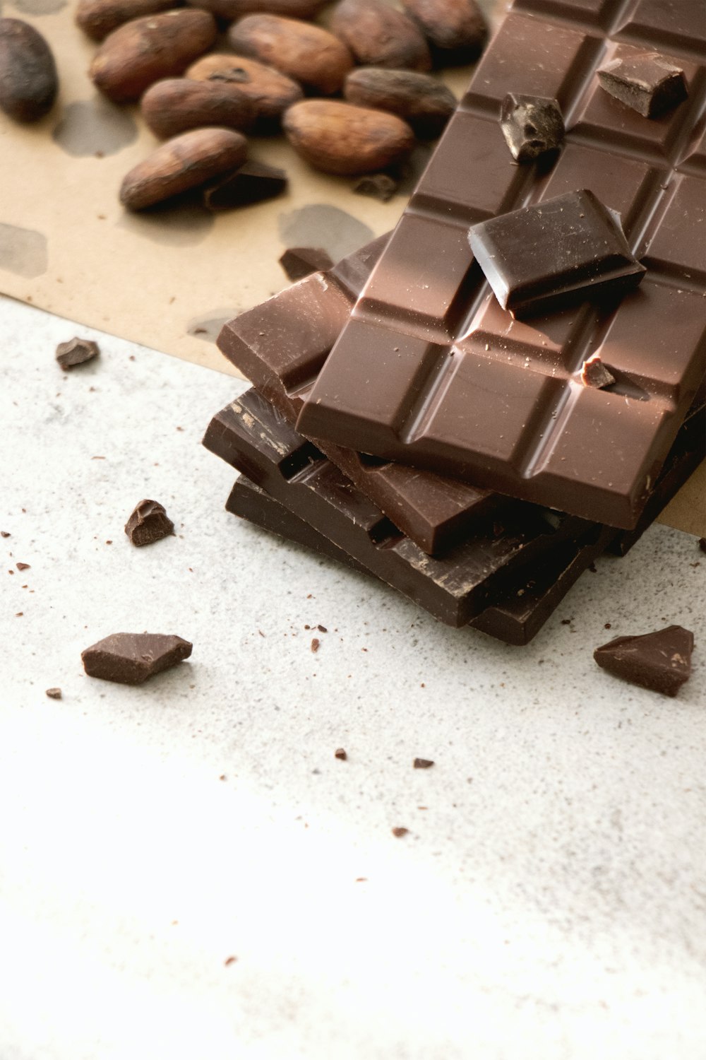 chocolate bars on white table