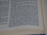 A close-up of a woman reading a guide with focus.
