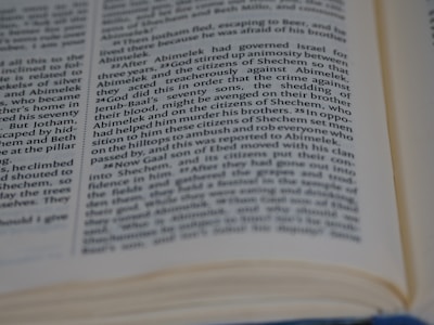 A close-up of a woman reading a guide with focus.
