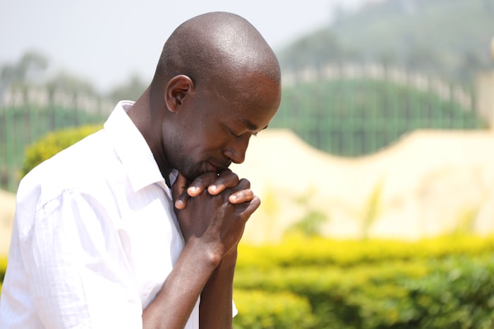 A pilgrim in prayer