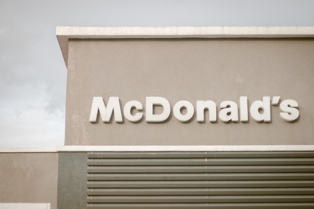 a mcdonald's sign on the side of a building