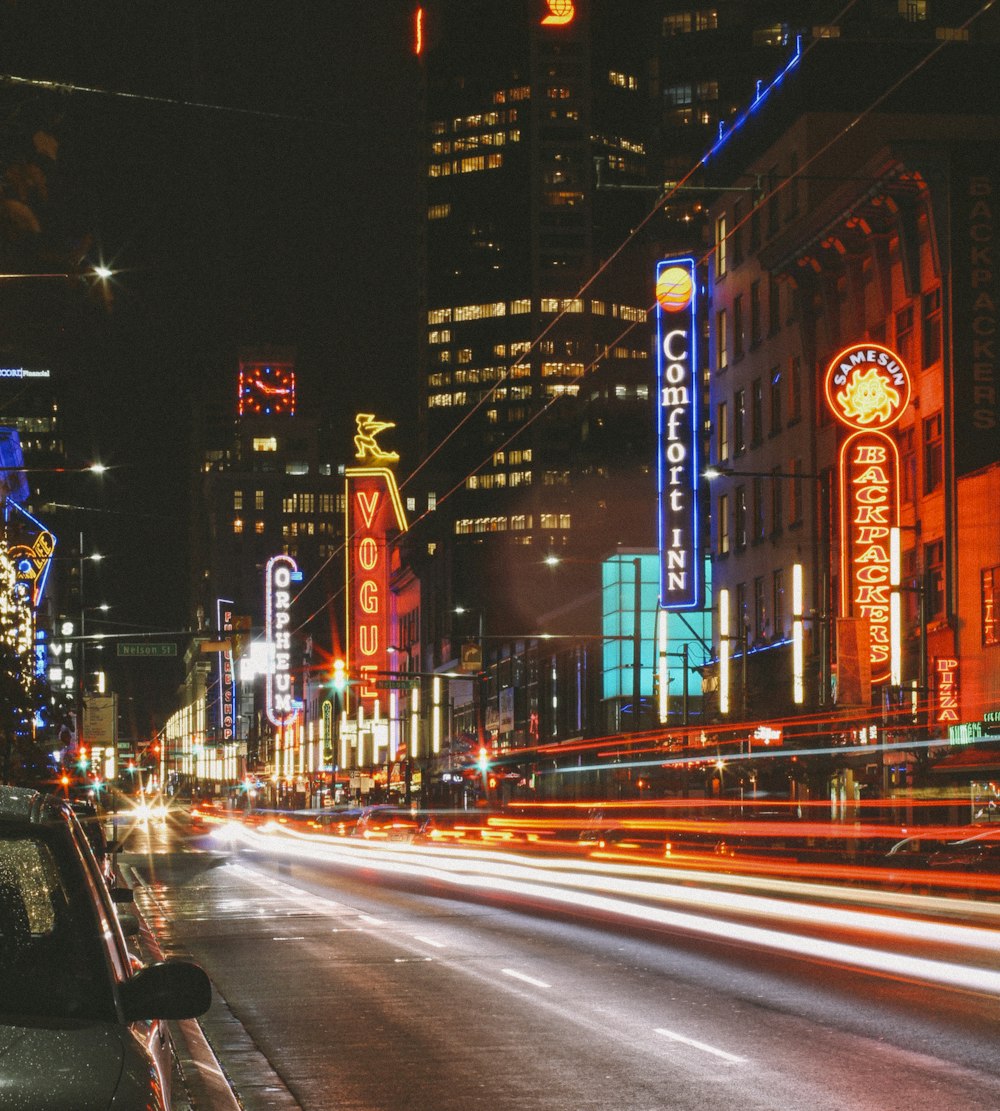 cars on road during night time