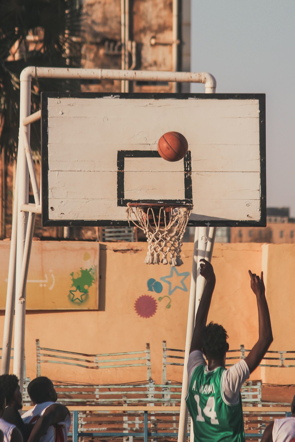 basketball hoop on wall near basketball hoop