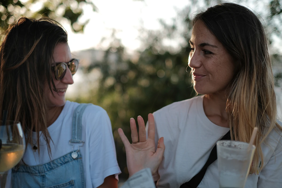 Two people in warm, honest conversation