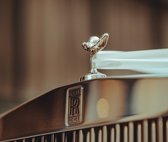 a close up of the hood ornament on a car