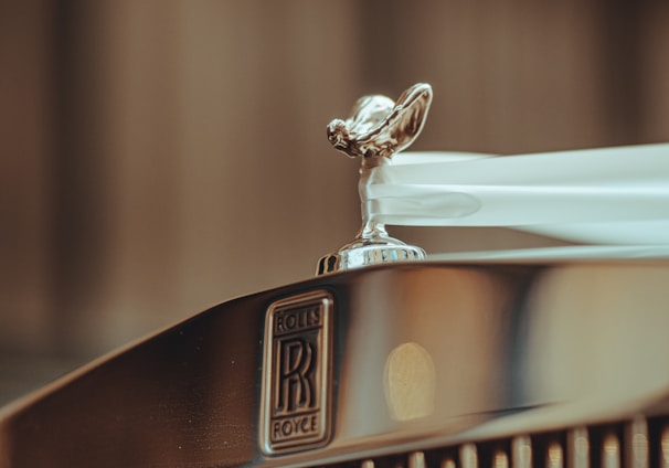 a close up of the hood ornament on a car