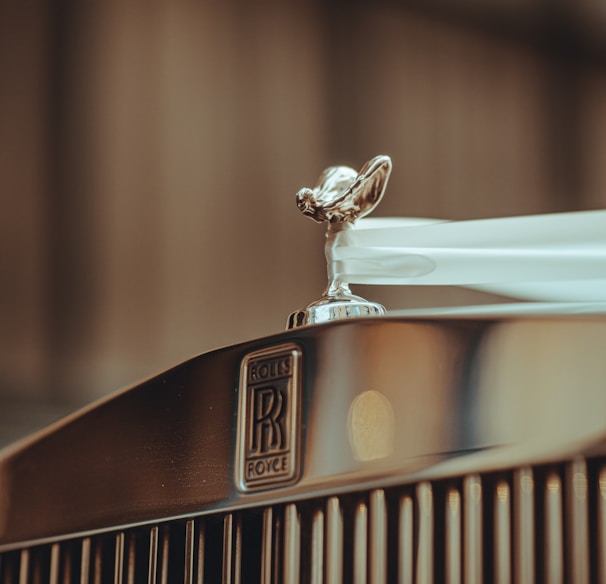 a close up of the hood ornament on a car