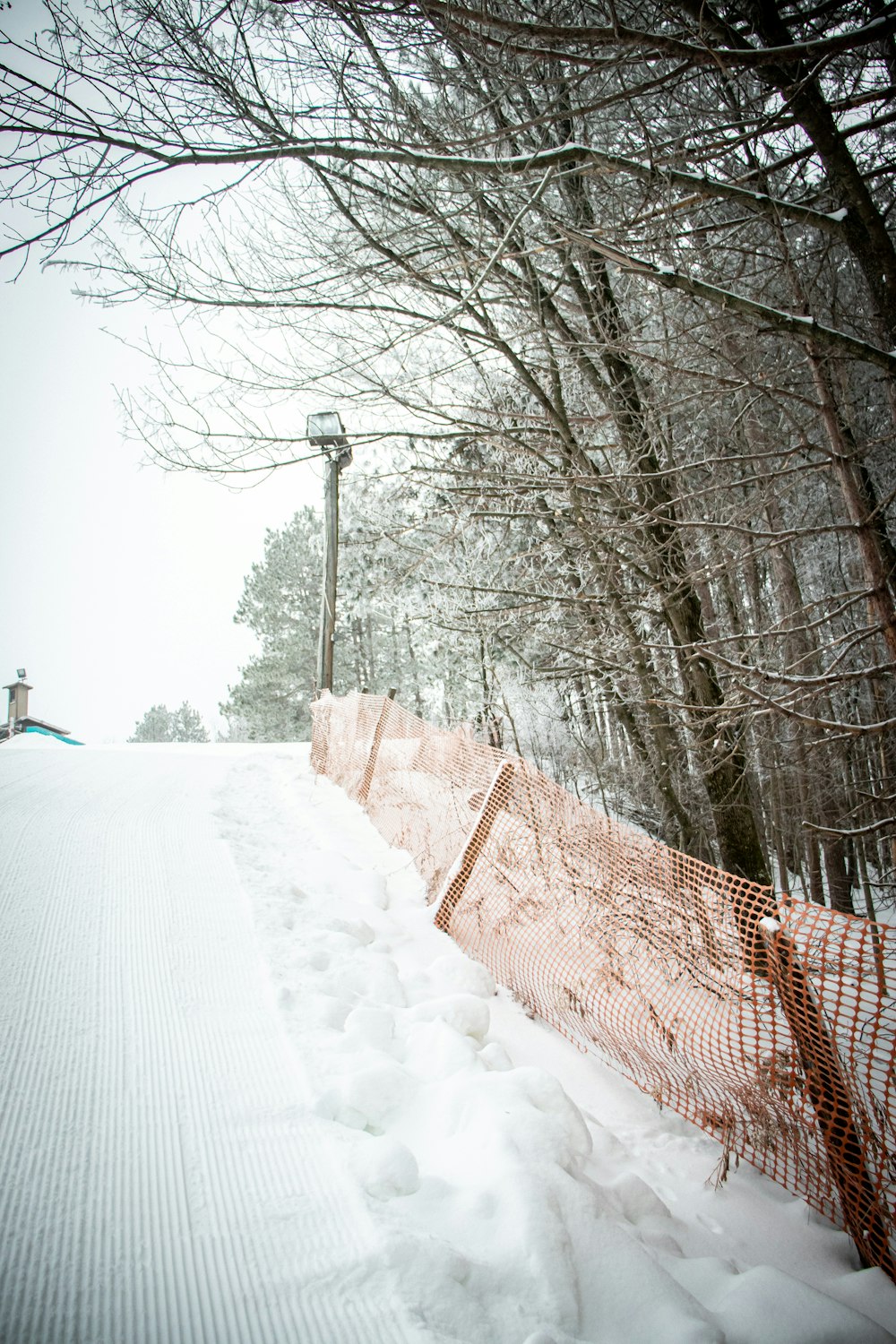 brown wooden fence covered with snow