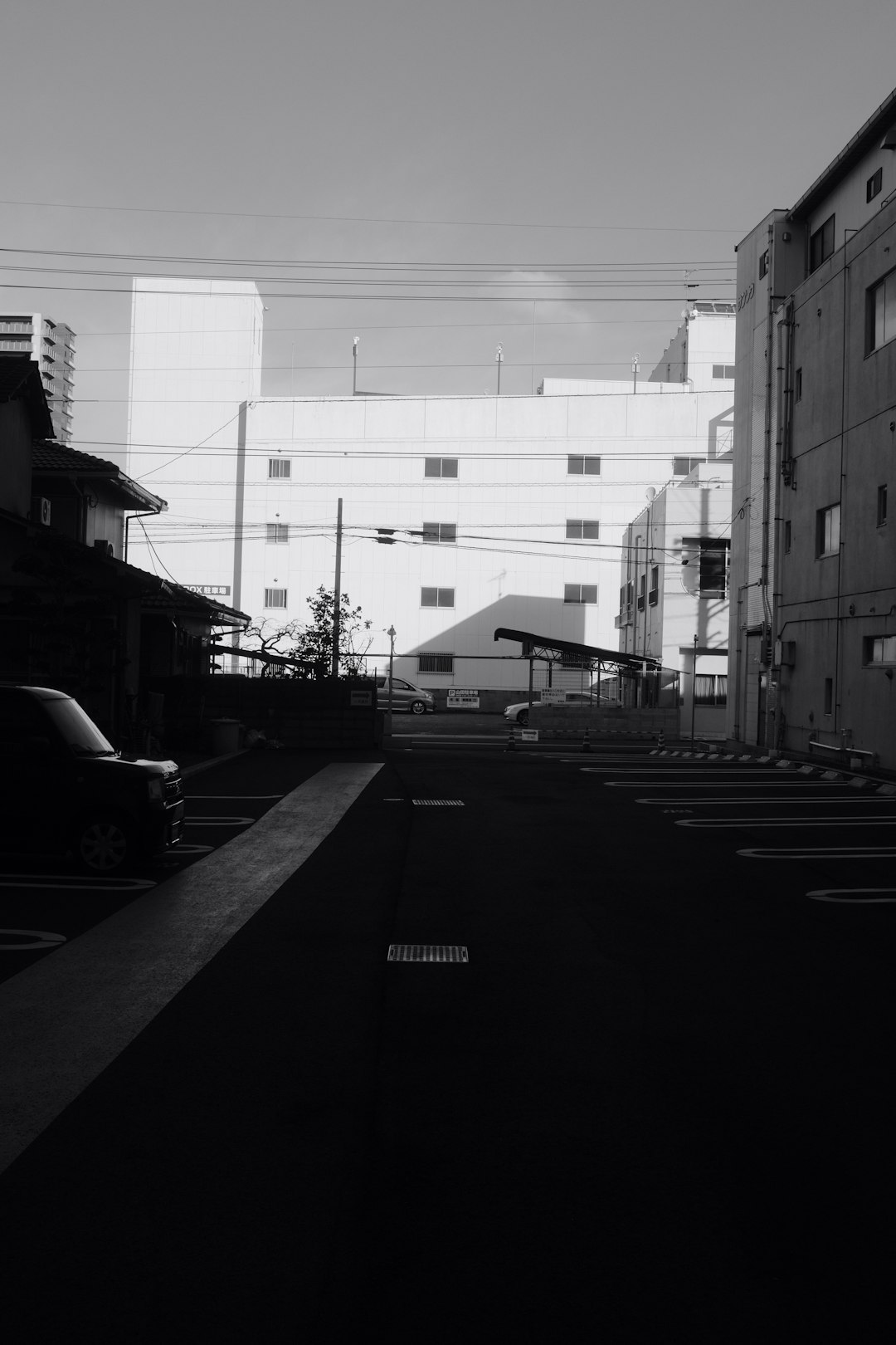 grayscale photo of city buildings