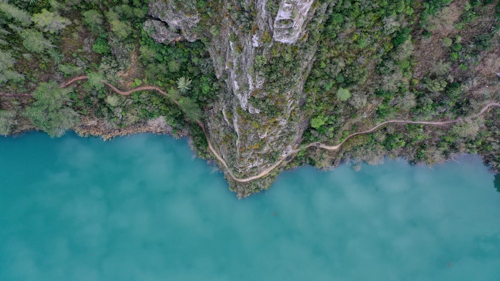 aerial view of green and brown mountain