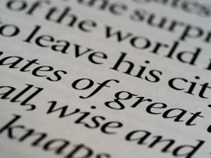 Close-up of elegant serif typography on deep navy background reflecting professionalism.